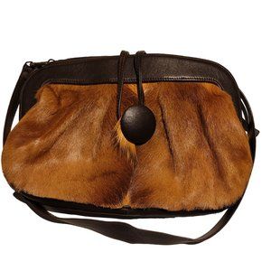 Sukuma Springbok Antelope Leather Strap Shoulder Bag Purse 14x10 inch